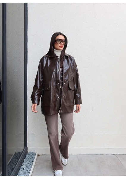 Parlak Çıtçıtlı Deri Ceket fiyatları