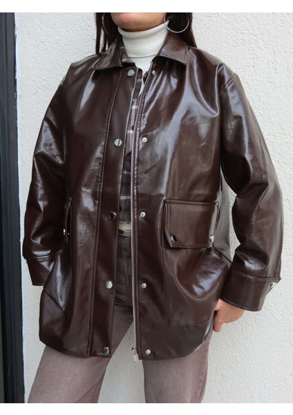 Parlak Çıtçıtlı Deri Ceket modelleri