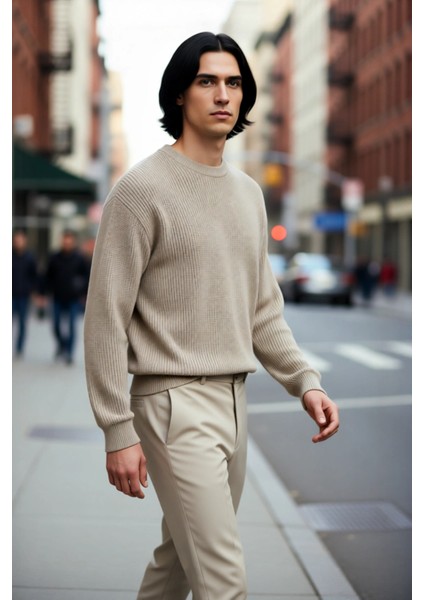 Soğuk Kış Günleri Için Erkek Oversize Kalıp Bisiklet Yaka Rahat Triko Kazak Basic Stil Kaliteli modelleri