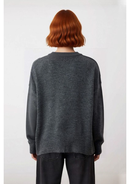 Kadın Basic Oversize Dik Yaka Triko Kazak Düşük Kol Uzun Boy Kışlık Günlük Şıklık Sunar Kaliteli fiyatları