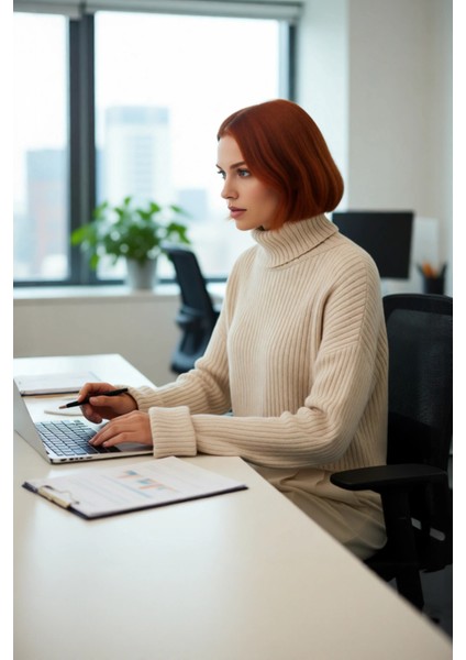 Kadın Oversize Super Crop Balıkçı Yaka Akrilik Triko Kazak Kışlık Günlük Stilinize Yenilik