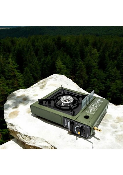 Taşınabilir Portatif Kamp Ocağı Tek Gözlü Yeşil Renk Kartuşlu Tüp Bağlantılı Gezi Piknik Ocak Mft. modelleri