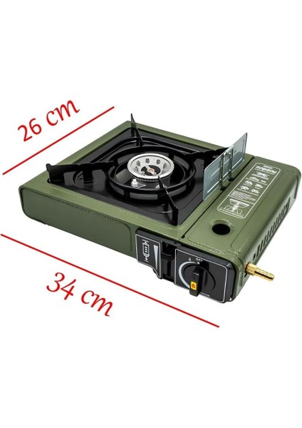 Taşınabilir Portatif Kamp Ocağı Tek Gözlü Yeşil Renk Kartuşlu Tüp Bağlantılı Gezi Piknik Ocak Mft. indirimleri