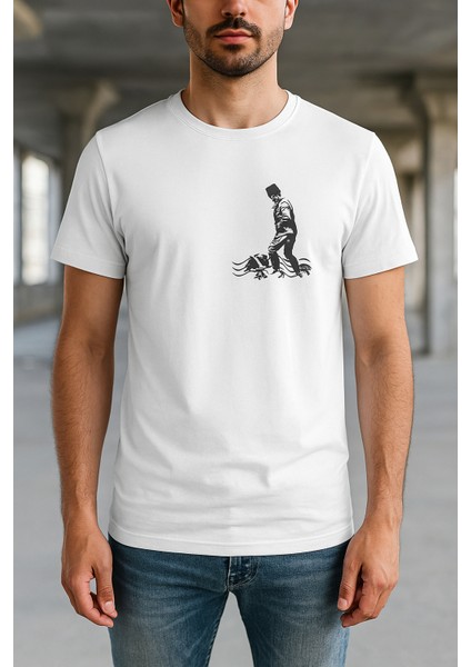 Atatürk Baskılı Özel Tasarım T-Shirt Beyaz %100 Pamuklu modelleri