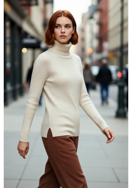 Kadın Kışlık Balıkçı Yaka Triko Kazak Fitted Kalıp Basic Koleksiyon Gün Boyu Konforlu Şıklık modelleri