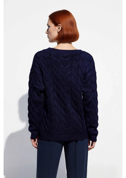 Kadınlara Özel Kayık Yaka Saç Örgü Desenli Regular Kalıp Uzun Kollu %100 Akrilik Triko Kazak fiyatları