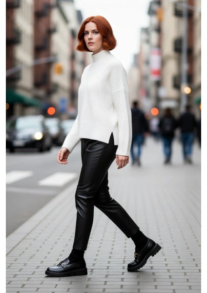 Kadın Oversize Dik Yaka Gri Akrilik Uzun Kollu Basic Triko Kazak Kışlık Kombinlerin Anahtarıdır modelleri