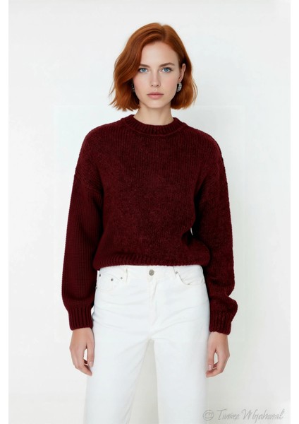 Kadın Geniş Kalıp Kalın Dokulu Bisiklet Yaka Düşük Kol Triko Kazak Soğuklara Özel Konforlu Seçim