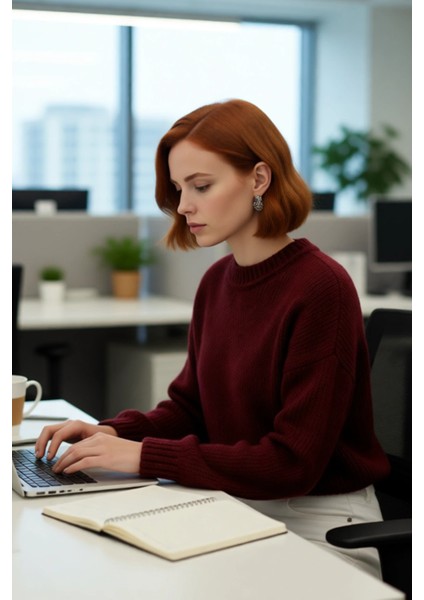 Kadın Geniş Kalıp Kalın Dokulu Bisiklet Yaka Düşük Kol Triko Kazak Soğuklara Özel Konforlu Seçim fırsatları