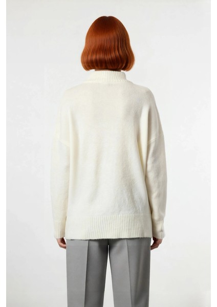 Kadın Günlük Oversize Düşük Kol Dik Yaka Uzun Triko Kazak Kışlık Şık Basic Rahatlık Sunar Kaliteli modelleri