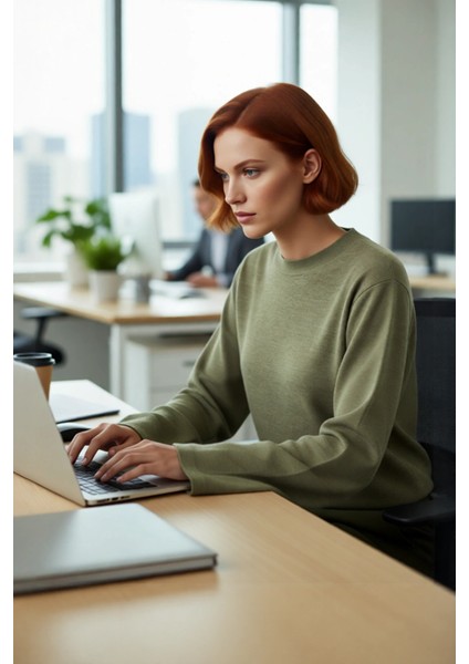 Kadın Günlük Rahat Bisiklet Yaka Basic Regular Kesim Ispanyol Kollu Triko Kazak Kış Gardırobu