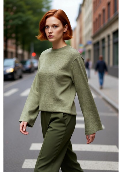 Kadın Günlük Rahat Bisiklet Yaka Basic Regular Kesim Ispanyol Kollu Triko Kazak Kış Gardırobu fırsatları