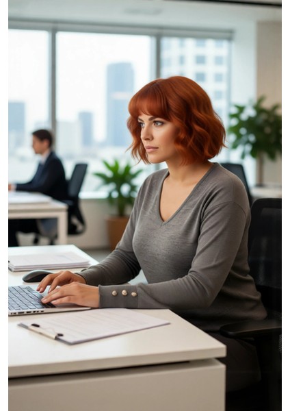 Kadın Basic Siluet Uzun Kollu V Yaka Triko Kazak Gündelik Kullanıma Uygun Akrilik Materyal