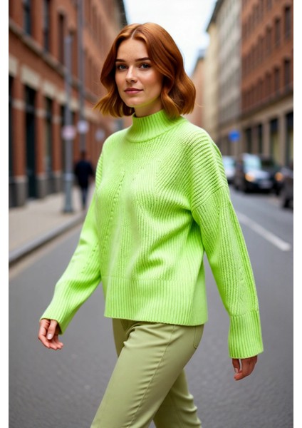 Kadın Oversize Dik Yaka Gri Akrilik Uzun Kollu Basic Triko Kazak Kışlık Kombinlerin Anahtarıdır modelleri