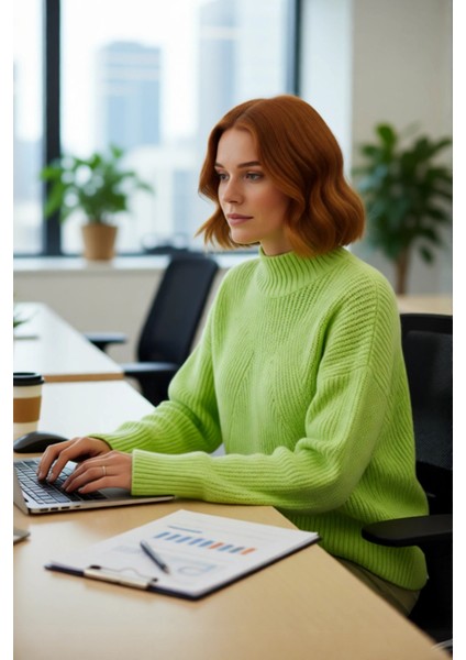 Kadın Oversize Dik Yaka Gri Akrilik Uzun Kollu Basic Triko Kazak Kışlık Kombinlerin Anahtarıdır fırsatları