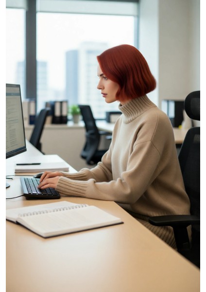 Kadın Basic Düz Desen Oversize Kesim Dik Yaka Triko Kazak Reglan Kol Kış Aylarının Konforlu Şıklığı