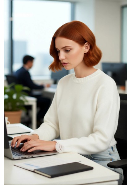 Kadın Casual Crop Oversize Bisiklet Yaka Triko Kazak Düşük Kol Akıtma Detaylı Konforlu Şık fırsatları