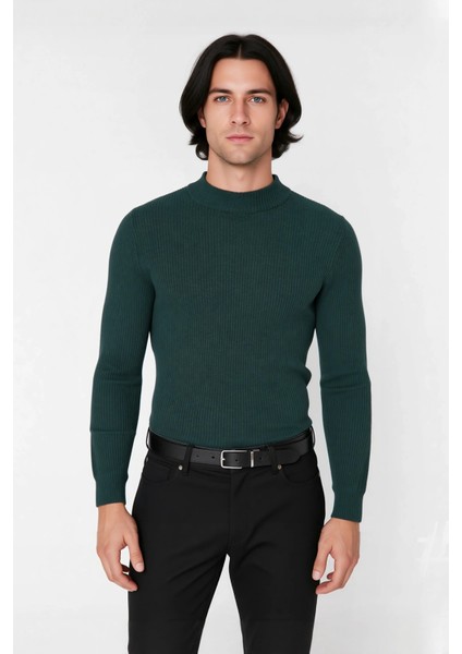 Erkek Fitted Dik Yaka Uzun Kol Triko Kazak Günlük Şıklık ve Konfor Için Ideal Seçim Kaliteli fiyatları