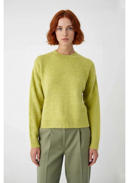 Kadın Günlük Oversize Bisiklet Yaka Düşük Kol Triko Kazak Soğuk Havalar Için Mükemmel Tercih