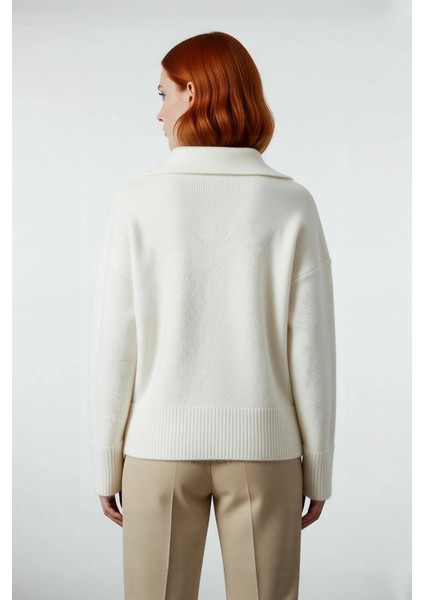 Kadın Günlük Giyim Oversize Kalıp Düşük Kol Triko Kazak Polo Yaka Modern Şıklık Sunan Kışlık Ürün modelleri