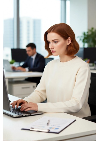 Kadın Akrilik Triko Kazak Regular Kalıp Bisiklet Yaka Inci Detaylı Gündüzden Geceye Konfor