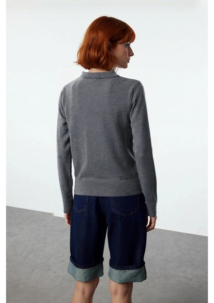 Şık Kadın Polo Yaka Yünlü Triko Kazak Regular Kalıbı Ile Gün Boyu Konfor Sunar Kaliteli fiyatları