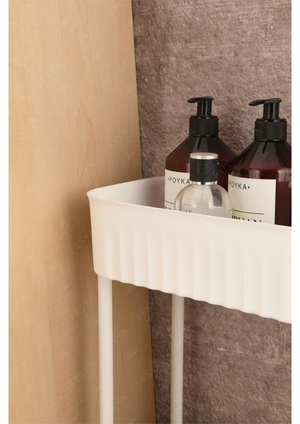2 Katlı Tekerlekli Çok Amaçlı Banyo Düzenleyici Dolap Içi Organizer - Beyaz modelleri