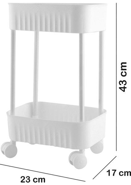 2 Katlı Tekerlekli Çok Amaçlı Banyo Düzenleyici Dolap Içi Organizer - Beyaz