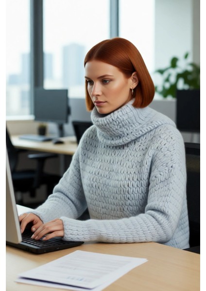 Kadın Düz Renk Kalın Triko Balıkçı Yaka Kazak Soğuk Havalarda Şık ve Konforlu Giyim Seçeneği fırsatları