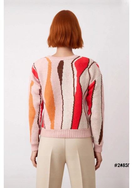 Kadın Bisiklet Yaka Renk Bloklu Triko Kazak Regular Kalıp Kış Için Şık Düşük Kol Tasarım Kaliteli modelleri