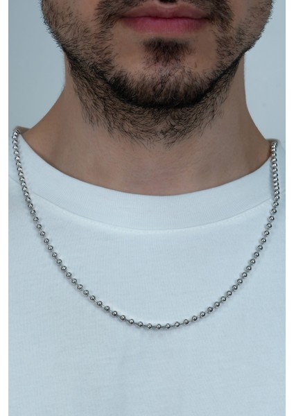 Erkek Çelik Top Zincir Kolye Spor Model 4 mm 56 cm ydk17