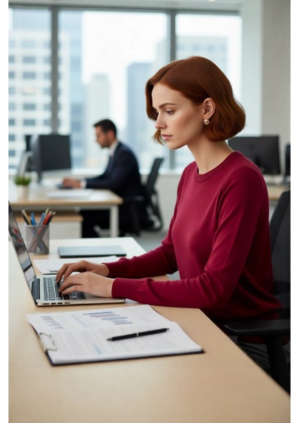 Kadın Basic Ince Triko Bisiklet Yaka Regular Kalıp Uzun Kol Günlük Şık Giyim Kazak Kaliteli fırsatları