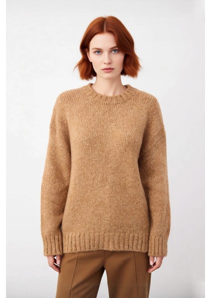 Kadın Casual Şık Oversize Kalın Triko Kazak Bisiklet Yaka Rahat Uzun Boy Soğuk Havalar Kaliteli fiyatları