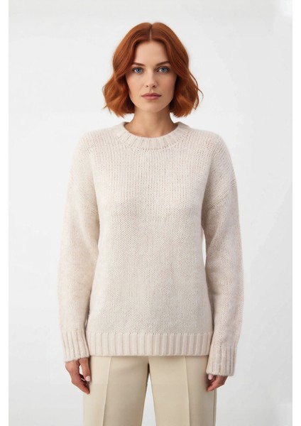 Kadın Casual Şık Oversize Kalın Triko Kazak Bisiklet Yaka Rahat Uzun Boy Soğuk Havalar Kaliteli fiyatları