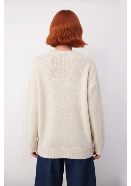 Kadın Casual Şık Oversize Kalın Triko Kazak Bisiklet Yaka Rahat Uzun Boy Soğuk Havalar Kaliteli modelleri