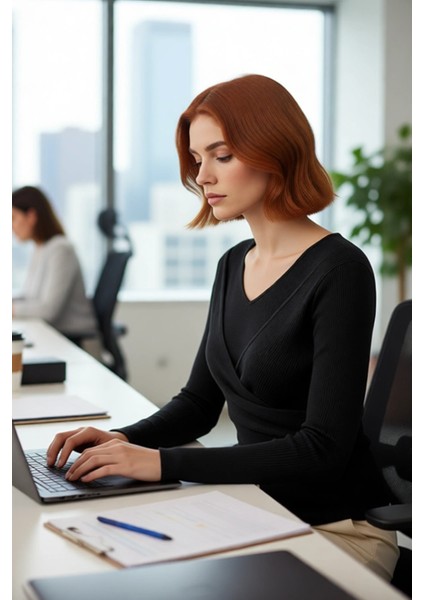 Kadınlar Için V Yaka Düz Desen Uzun Kollu Fitted Triko Kazak Ilkbahar Sonbahar Güncel Trendler