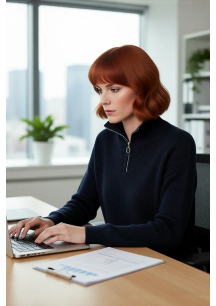 Kadın Oversize Basic Dokulu Uzun Kollu Fermuarlı Dik Yaka Selanik Örgü Triko Kazak Kaliteli fırsatları