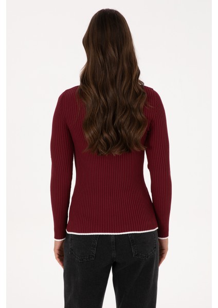 Kadın Bordo Kazak /triko 50314780-VR014 indirimleri