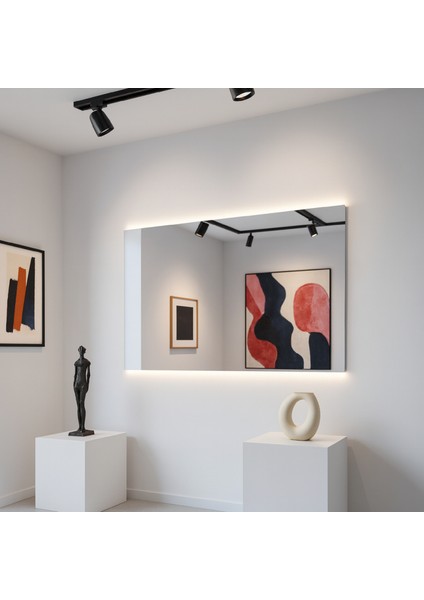 Minimal Çizgi LED Işıklı Dikdörtgen Ayna – Japandi Tarz Modern Duvar & Banyo Aynası indirimleri