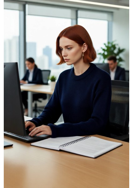 Kadın Oversize Akrilik Triko Kazak Geniş Ispanyol Kol Detaylı Bisiklet Yaka Günlük Konfor Kaliteli