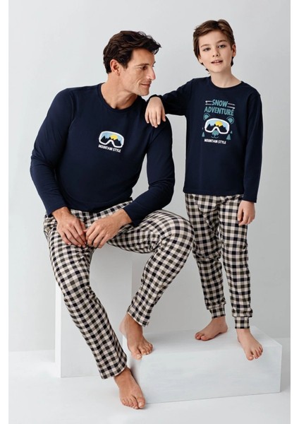 3511G Erkek Çocuk Lacıvert Uzun Kollu Garson Pijama Takımı fırsatları