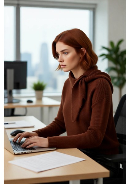 Kadın Basic Siluet Şal Yaka Uzun Kol Triko Kazak Soğuk Havalarda Cool ve Rahat Bir Görünüm