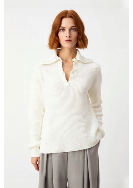 Kadın Orta Kalınlıkta Basic Devrik Yakalı Taşlı Triko Kazak Günlük Kullanım Için Ideal Seçim fiyatları