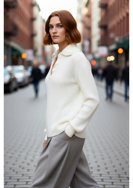 Kadın Orta Kalınlıkta Basic Devrik Yakalı Taşlı Triko Kazak Günlük Kullanım Için Ideal Seçim fırsatları