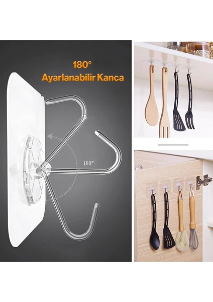 Yapışkanlı Banyo Lavabo Mutfak Askısı Şeffaf Plastik Asma Iz Bırakmaz 4 Adetli Set Nano Yeni Nesil fiyatları