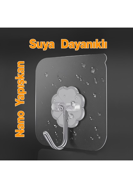 Yapışkanlı Banyo Lavabo Mutfak Askısı Şeffaf Plastik Asma Iz Bırakmaz 4 Adetli Set Nano Yeni Nesil fırsatları