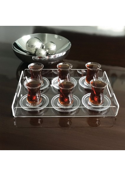 Pina Şeffaf Pleksi Tepsi 40X30 cm - 4mm Kalın Lüks Akrilik Sunum ve Ikram Tepsisi fiyatları