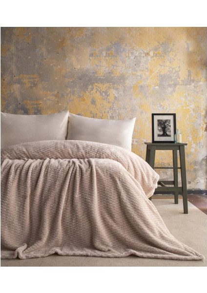 Ap Jakarlı Çift Kişilik Ekru Trusty Battaniye 200*220