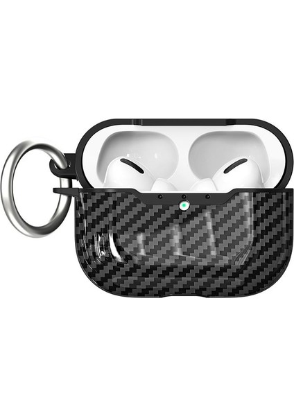 Airpods Pro 3. Nesil Uyumlu Kılıf Hoparlör ve Mikrofon Delikli Karbon Görünümlü Silikon Kapak modelleri