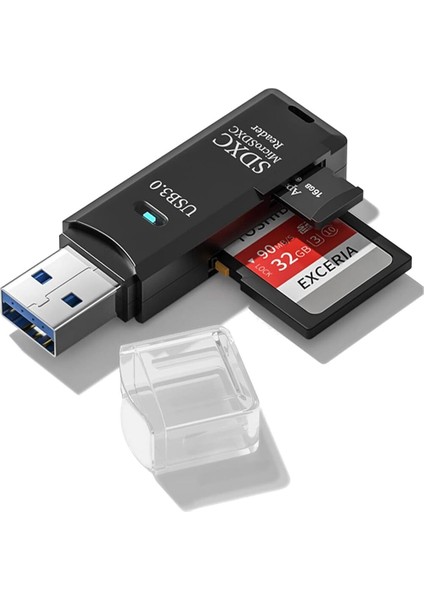 USB 3.0 2‑in‑1 Sd Tf Kart Okuyucu & Dönüştürücü Hub Veri Aktarıcı Adaptör